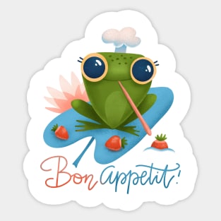 Cute Frog Hold Strawberries Sticker